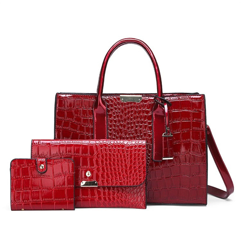 AiSi Women's Fashion Patent Leather Handbag Ladies Designer Tote
