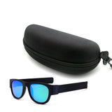 Novelty Folding Sunglasses with Storage Box - Polarized Mirror Glasses Slap Wristband Shades