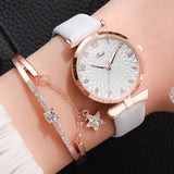 Luxury Watch with Bracelet for Women - Quartz Wristwatch Magnetic / Leather Strap