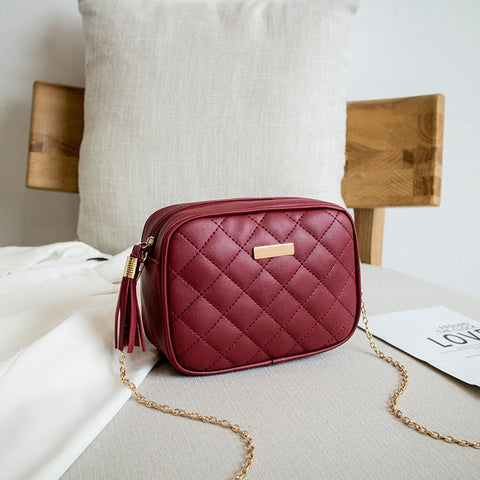 Kleine Messenger Bag met Borduurwerk en Ketting voor Dames - Mode Crossbody Handtas