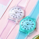 Transparent Candy Jelly Watch Women - Wasserdichte Silikon-Quarz-Studenten-Armbanduhr