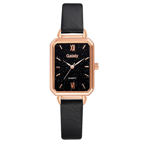 Luxury Square Watch for Women - Quartz Dial Leather Bracelet
