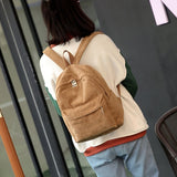 Sac à dos scolaire en velours côtelé - Sac de voyage tendance ultraléger pour femmes adolescentes