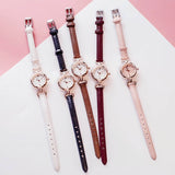 Simple Quartz Wrist Watch for Women - PU Leather Strap Mini Dial