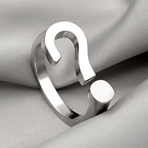 Vintage Silber Fragezeichen Ring - einfacher Charme niedliches Design Schmuck Tierringe Eisenlegierung