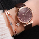 Luxury Watch with Bracelet for Women - Quartz Wristwatch Magnetic / Leather Strap