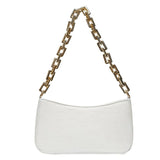 PU Leather Armpit Bag For Women - Stone Pattern Solid Color Chain Shoulder Handbag