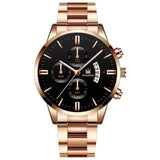 Montre d'affaires de luxe pour homme - Calendrier à quartz avec bracelet en acier inoxydable et 3 sous-cadrans