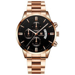 Luxury Business Watch for Men - Quartz Stainless Steel Band Date Calendar with 3 Subdials