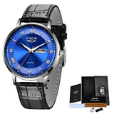 Ultradünne Luxusuhr für Damen – Quarz-Kalenderuhr, wasserdichte Armbanduhr aus Edelstahl und Leder