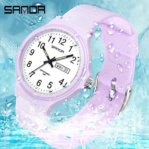 Fashion Sanda Top Brand Calenda Quartz Watch Minimalism Style Ladies Wristwatch Simple Black White Waterproof Watch Clock Reloj