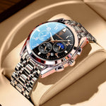Stainless Steel Watch for Men - Luminous Luxury Wristwatch Waterproof Quartz
