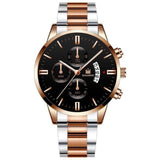 Luxury Business Watch for Men - Quartz Stainless Steel Band Date Calendar with 3 Subdials