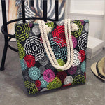Große faltbare Einkaufstasche – große Handtasche für Damen Casual Print Canvas Umhängetasche