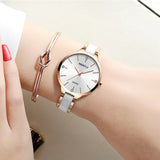 Luxe horloge voor dames - Keramische armband Klok Quartz roestvrij stalen horloge