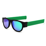 Nieuwigheid opvouwbare zonnebril met opbergdoos - gepolariseerde spiegelglazen klap polsband tinten