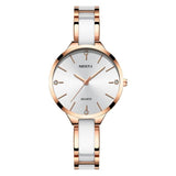 Luxury Watch for Women - Ceramic Bracelet Clock Quartz Stainless Steel Wristwatch