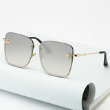 Oversized Rimless Square Bee Sunglasses - Glasses Gradient UV400 Eyewear for Women