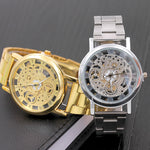 Mechanische hohle Design-Armbanduhr, Unisex – Edelstahl, Retro-Uhr, Quarz, Luxus