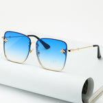 Oversized montuurloze vierkante bij-zonnebril - Brillenverloop UV400-bril voor dames