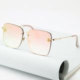 Zonnebril met oversized randloze vierkante bij - Brillen met kleurverloop UV400-bril voor dames