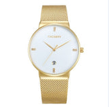Luxury Crystal Quartz Watch for Men - Waterproof Gold Wrist Watch Stainless Steel Clock
