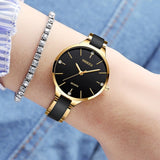 Luxusuhr für Damen – Keramik-Armbanduhr, Quarz-Edelstahl-Armbanduhr