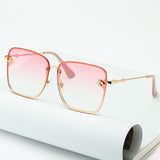 Oversized Rimless Square Bee Sunglasses - Glasses Gradient UV400 Eyewear for Women