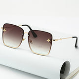 Randlose, quadratische Biene-Sonnenbrille in Übergröße – Brille mit Farbverlauf UV400-Brille für Damen