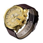 Vintage militair horloge voor heren - lederen horlogeband quartz horloge