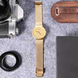 Luxury Crystal Quartz Watch for Men - Waterproof Gold Wrist Watch Stainless Steel Clock