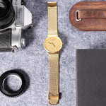 Luxus-Kristall-Quarzuhr für Herren – wasserdichte goldene Armbanduhr aus Edelstahl