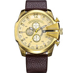 Vintage militair horloge voor heren - lederen horlogeband quartz horloge