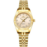 Luxe gouden horloge voor dames - strass quartz horloge waterdicht polshorloge