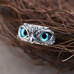 Vintage Silver Orange Owl Ring - Simple Charm Cute Design Jewelry Animal Rings Zinc Alloy