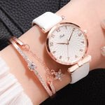 Luxusuhr mit Armband für Damen - Quarz-Armbanduhr mit Magnet- / Lederarmband