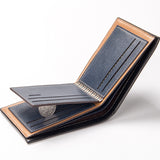 Vintage Leather Billfold Wallet for Men - PU Leather Luxury Slim Money Credit Card Clip Holder Purse