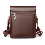 Crossbody Shoulder Messenger Bag for Men - PU Leather Fashionable Casual Flap Handbag