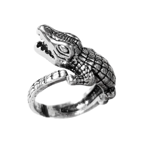 Vintage Zilveren Krokodil Ring - Eenvoudige Charme Leuke Design Sieraden Dieren Ringen Ijzer Legering
