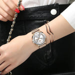 Ultra-thin Luxury Watch for Women - Quartz Calendar Clock Stainless Steel Leather Waterproof Wristwatch