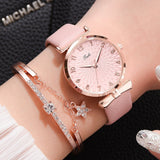Luxusuhr mit Armband für Damen - Quarz-Armbanduhr mit Magnet- / Lederarmband