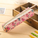 Small Retro Flower Pencil Case - Floral Lace School Supplies Bag Makeup Pouch Purse for Girls Women