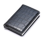 RFID Credit Card Holder Wallet - Vintage Leather Aluminium Case with Money Clip