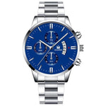 Luxury Business Watch for Men - Quartz Stainless Steel Band Date Calendar with 3 Subdials