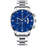 Luxury Business Watch for Men - Quartz Stainless Steel Band Date Calendar with 3 Subdials