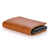 RFID Credit Card Holder Wallet - Vintage Leather Aluminium Case with Money Clip