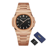 Frosted Luxury Watch for Men - Fashion Stainless Steel Quartz Wristwatch with Storage Box