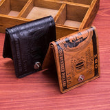 Vintage Leather Dollar Bill Wallet for Men - Casual Money Purse Bag Credit Card Holder