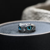 Vintage Zilveren Blauwe Uil Ring - Eenvoudige Charme Leuke Design Sieraden Dieren Ringen Zinklegering