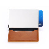 Portemonnee met RFID-creditcardhouder - Vintage leren aluminium etui met geldclip